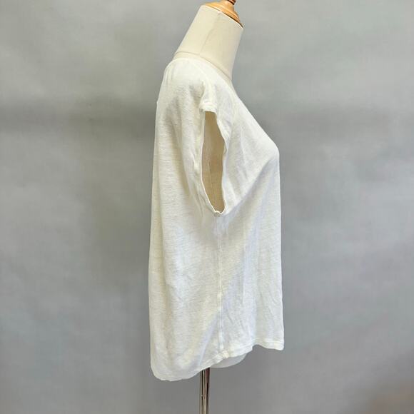 Swildens ivory linen slub lagenlook basic short sleeve boxy tee shirt size large - Picture 7 of 15